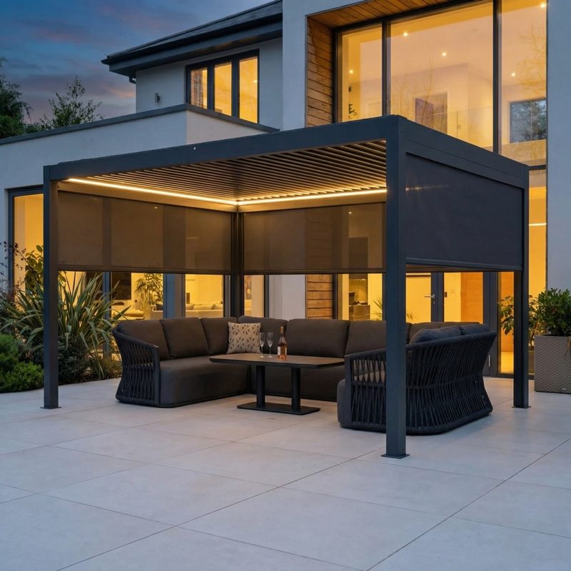 Terrace with pergola and outdoor dining · reference photo